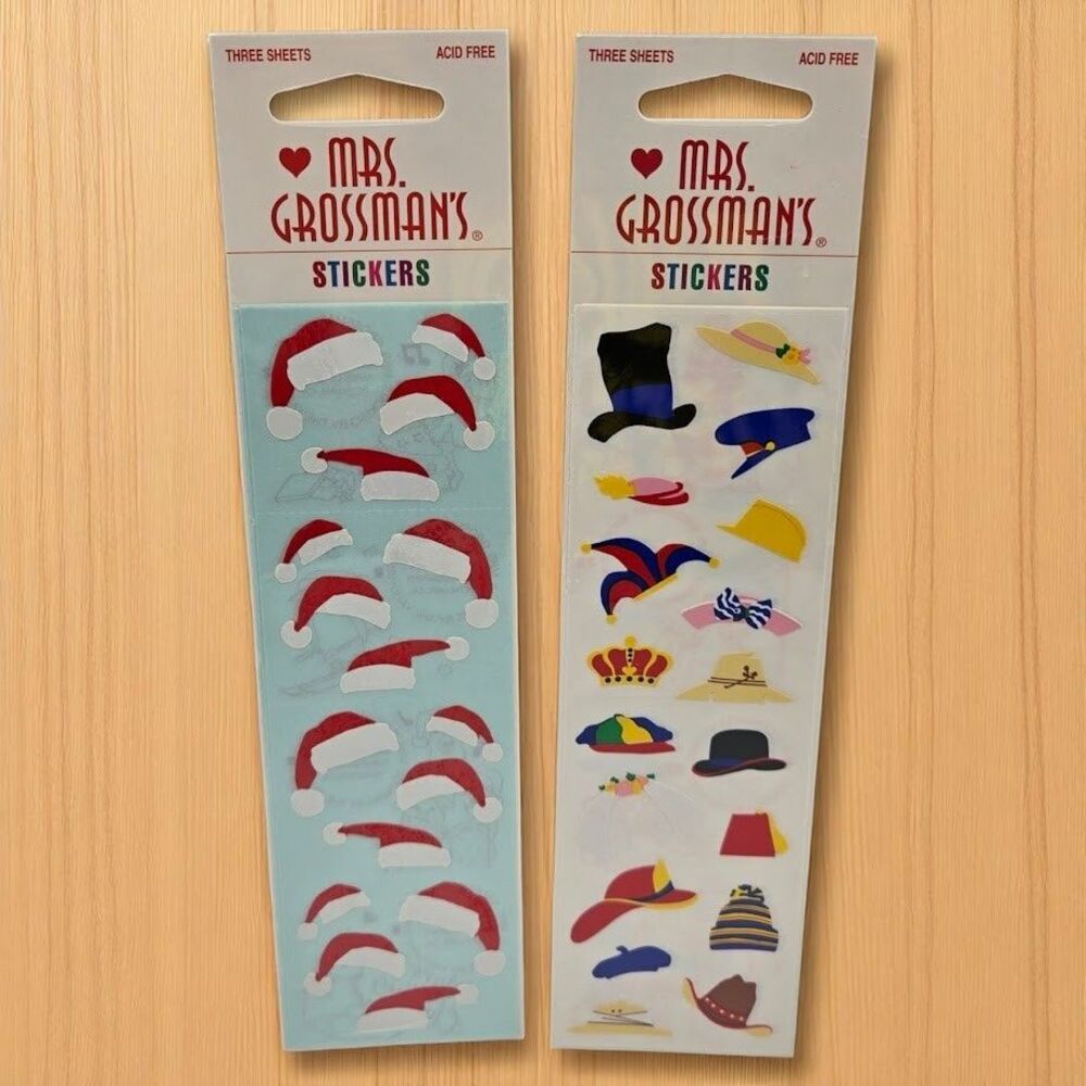 1999 Mrs. Grossman's Lot of 6 Sheets Sealed Sticker Strips Career & Santa Hats